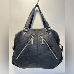Michael Kors Navy Pebbled Leather Shoulder Bag with Gold Hardware
